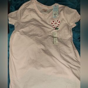 T-Shirt Girls XL 14/16 Christmas Valentines Day Pink with Candy Cane Heart NWT